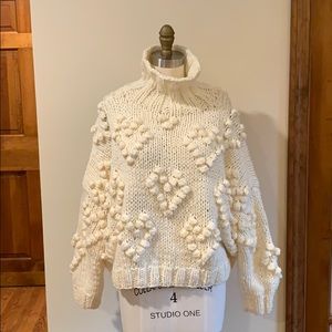 Cropped Heart Chunky Knit Sweater
